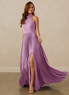 Christian Siriano Bridal for Azazie 1007 Bridesmaid Dresses Wisteria A-Line Pleated Stretch Satin Dress image3