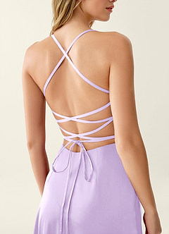 Heloise Lilas Robe longue en satin à lacets dans le dos image6