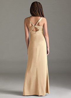 Azazie Mero Junior Meerjungfrau-Linie Plissee Stretch-Satin Kleid Champagner image5