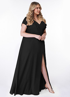 Azazie Rylee Bridesmaid Dresses Black A-Line Pleated Chiffon Dress image9