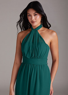 Azazie Lamara Bridesmaid Dresses Peacock Off the Shoulder Chiffon Convertible Jumpsuit image2