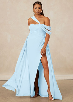 Christian Siriano Bridal for Azazie 1014 Bridesmaid Dresses Sky Blue A-Line Off the Shoulder Chiffon Dress image9