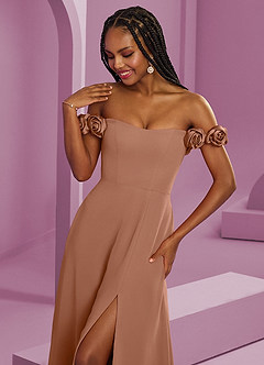Barbie ♥ Azazie Bridesmaid Dresses Bronzer A-Line Off the Shoulder Chiffon Convertible Dress image4