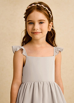Azazie Boba vestidos de niña de las flores Vestido de Escarcha de Gasa de Corte En A con Escote Cuadrado image8
