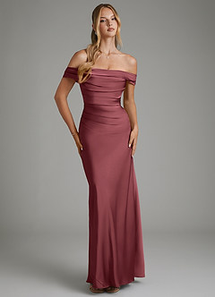 Azazie Hayden Bridesmaid Dresses Merlot Mermaid Corset Stretch Satin Dress image1