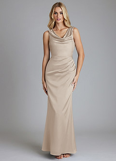 Azazie Tallie Bridesmaid Dresses Frost Mermaid Pleated Stretch Satin Dress image9