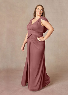 Azazie Luisa 신부의 어머니 드레스 인어 망사 바닥 길이 드레스 image10