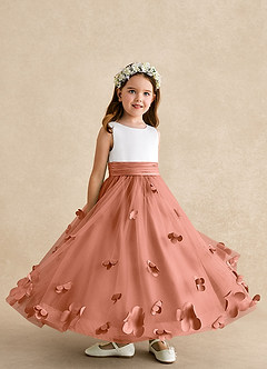 Azazie Vi Flower Girl Dresses MAI TAI A-Line Sleeveless Tulle Dress image8