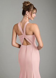 Azazie Rue Bridesmaid Dresses Powder Pink A-Line Halter Chiffon Dress image6