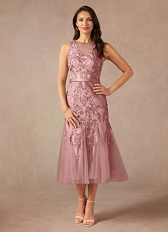 Azazie Herrin Mère de la mariée Robes Robe Sirène en Dentelle Rose Poussiéreuse image5