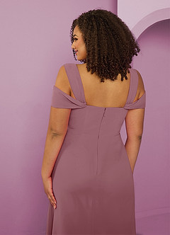 Barbie ♥ Azazie Final Sale Vintage Mauve A-Line Off the Shoulder Chiffon Dress image13