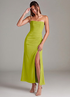 Azazie Leonis Bridesmaid Dresses Lemongrass Mermaid Strapless Chiffon Convertible Dress image1