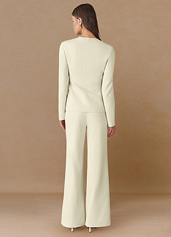 front Elara Ivory Refined Weave Tailored Blazer