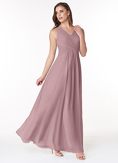 Azazie Flora Bridesmaid Dresses A-Line Pleated Chiffon Floor-Length Dress image4