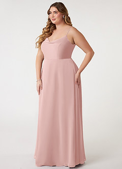 Azazie Daenerys Bridesmaid Dresses Powder Pink A-Line Cowl Chiffon Dress image10
