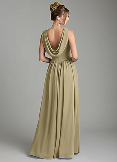 Azazie Novi Robes de demoiselle d'honneur Robe Trapèze en Mousseline de soie Plissée Vert Mousse image5