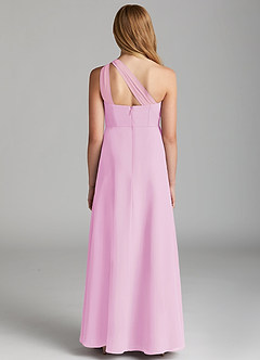Azazie Maive Junior Candy Pink A-Line Pleated Chiffon Dress image3
