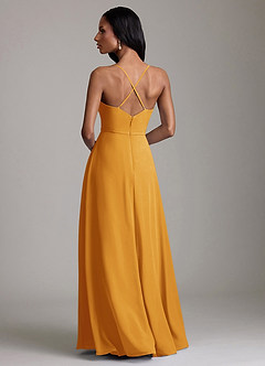 Azazie Naeem Bridesmaid Dresses Butterscotch A-Line V-Neck Ruffle Chiffon Dress image2