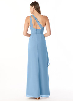 Azazie Maive Bridesmaid Dresses Powder Blue Sheath Pleated Ruffle Chiffon Dress image2
