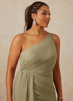 Christian Siriano Bridal for Azazie 1003 Bridesmaid Dresses Moss Green Sheath One Shoulder Chiffon Dress image14