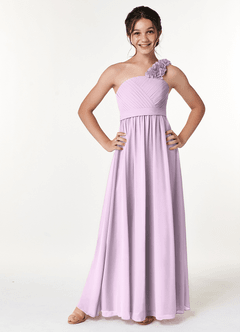 Azazie Flower Junior Frosted Lilac A-Line Pleated Chiffon Dress image1