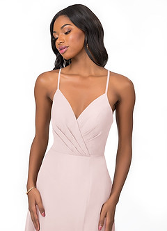 Azazie Everleigh Bridesmaid Dresses Blushing Pink A-Line Sweetheart Pleated Chiffon Dress image7