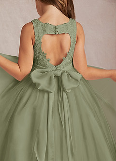 Azazie Calla Flower Girl Dresses Pistachio Ball-Gown Lace Tulle Dress image4