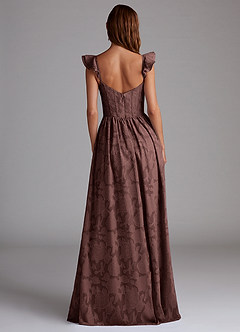 Azazie Denisse Suknie dla druhen Linia A Marszczony Kwiatowe wypalenie Do ziemi Sukienka image3