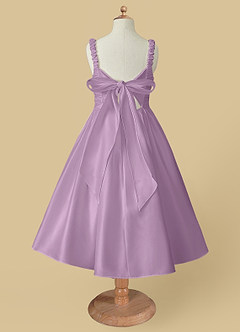 Azazie Cutie Pie Flower Girl Dresses Wisteria A-Line Pleated Matte Satin Dress image5