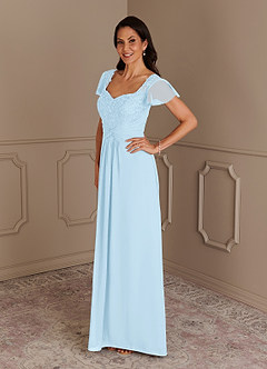 Azazie Gwenyth Final Sale Sky Blue A-Line Lace Chiffon Dress image4
