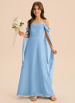 Azazie Moana Junior A-Linie Plissee Chiffon Kleid Puderblau image4