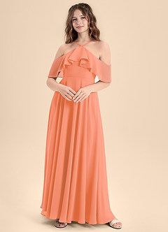 Azazie Tessabelle Junior Jurk van Chiffon met A-Lijn Off the Shoulder Zonsondergang image1