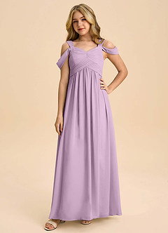Azazie Lianne Junior Wisteria A-Line Off the Shoulder Chiffon Dress image3