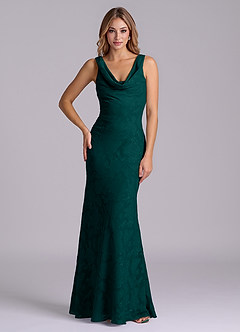 Azazie Rylina Final Sale Pine Mermaid Floral Burnout Dress image1