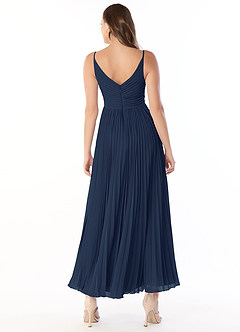 Azazie Raychelle Bridesmaid Dresses Dark Navy A-Line V-Neck Chiffon Dress image2