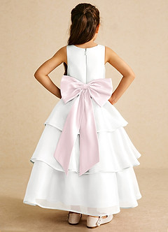 Azazie Sweetums Final Sale Ivory Dusty Sage A-Line Bow Organza Dress image1