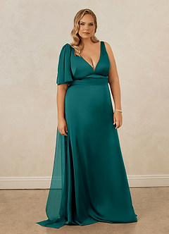Christian Siriano Bridal for Azazie 1011 Bridesmaid Dresses Peacock Mermaid Bow Stretch Satin Dress image11