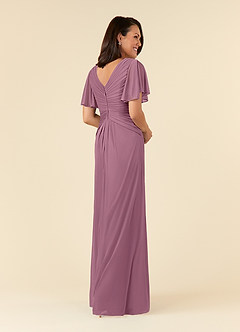 Azazie Emmeline Mother of the Bride Dresses Vintage Mauve A-Line V-Neck Pleated Mesh Dress image4