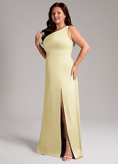 Azazie Phaedra Brudtärnklänningar Klä av A-Linje i Stretch Satin Ena axeln Citronsorbet image5