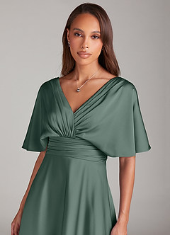 Azazie Pamela Brautjungfernkleider A-Linie Plissee Stretch-Satin Kleid Seemoos image5