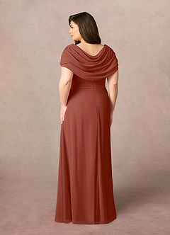 Azazie Mary Mother of the Bride Dresses Auburn A-Line Side Slit Chiffon Dress image8