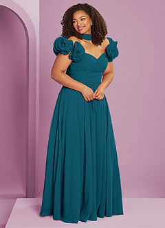 Barbie ♥ Azazie Bridesmaid Dresses Ink Blue A-Line Off the Shoulder Chiffon Convertible Dress image12