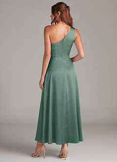 Azazie Brooke Suknie dla druhen Linia A Jedno ramię Satyna elastyczna Długość kostki Sukienka image7