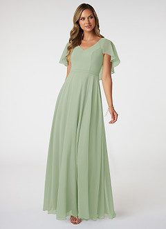 Azazie Jamie Brautjungfernkleider A-Linie Chiffon Kleid Staubiger Salbeigrün image1