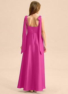 Azazie Halley Junior Klä av A-Line i Stretch Satin Rosett image2