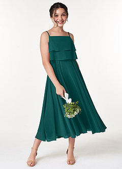Azazie Ensley Junior Peacock A-Line Pleated Chiffon Dress image5