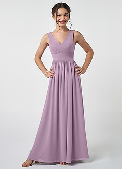 Azazie Keyla Junior Wisteria A-Line Pleated Chiffon Dress image1