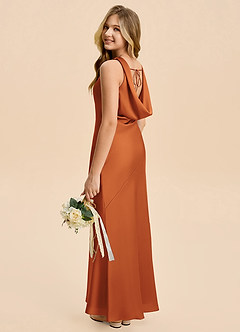 Azazie Rylina Junior Jurk van Stretch Satijn met Zeemeermin Kaneel image5