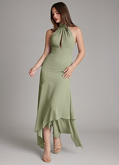 Azazie Magda Bridesmaid Dresses Pistachio Mermaid High Neck Chiffon Dress image5