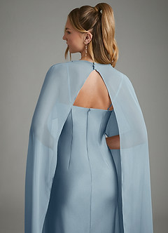 Azazie Nova Robes de demoiselle d'honneur Robe Fourreau Convertible en Satin extensible Bustier Bleu Poussiéreux image7
